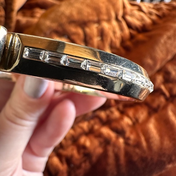Henri Bendel Bangle- Gold with Clear Stones - Picture 2 of 6